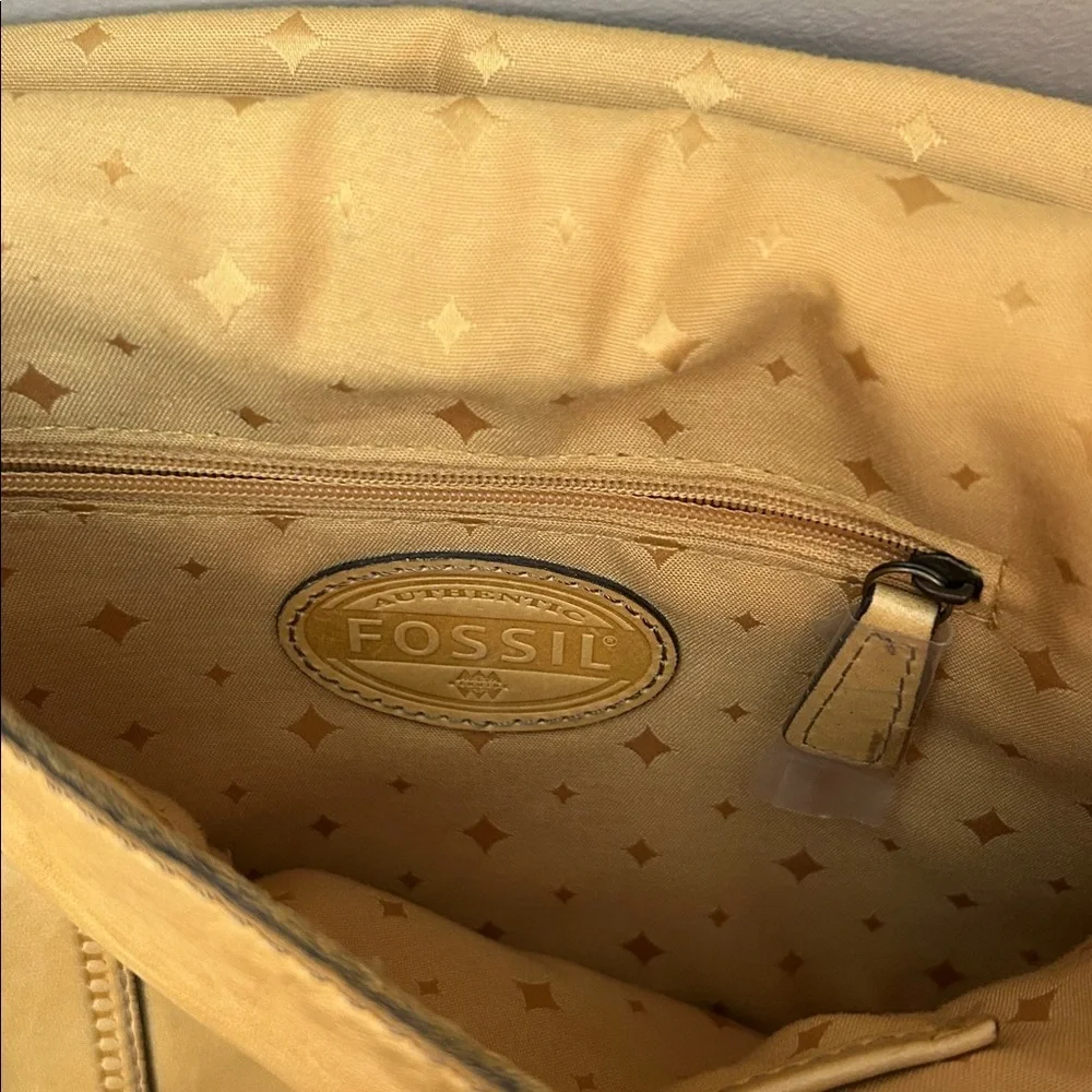 Fossil Yellow Leather Crossbody Bag